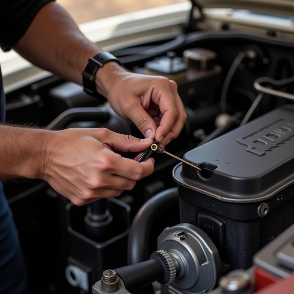 Safari Car Owner Checking Oil