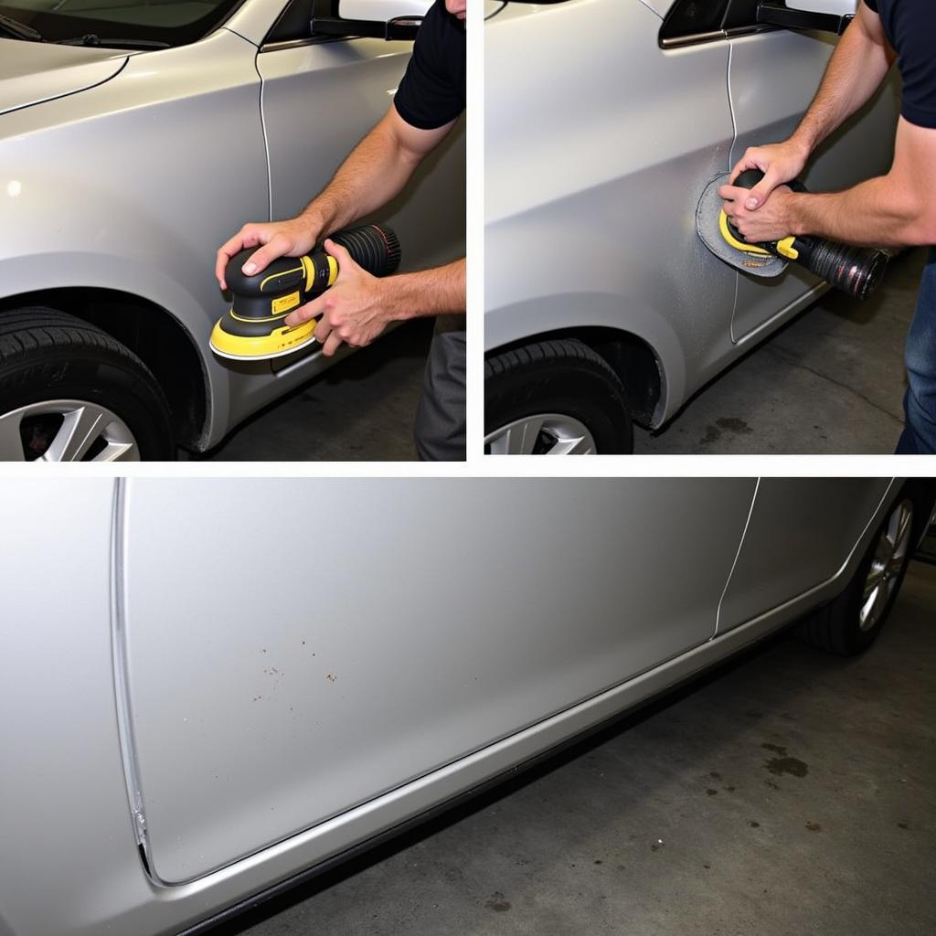 Sanding deep car scratch