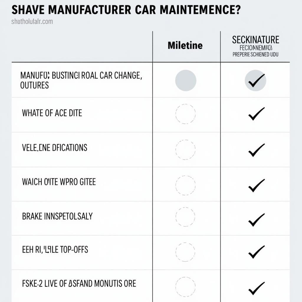 Scheduled Car Maintenance Checklist