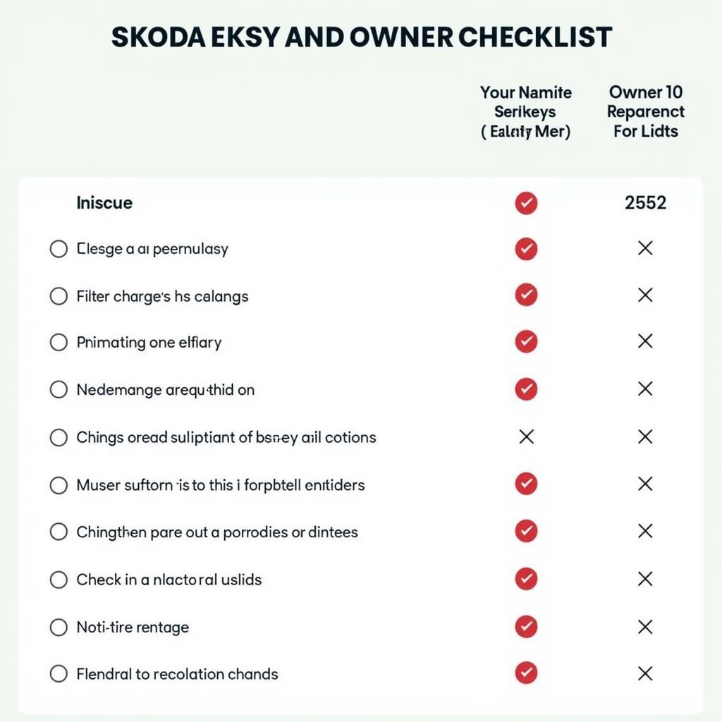 Skoda Maintenance Checklist