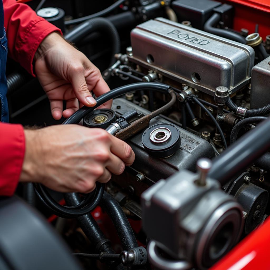 Sprint car engine inspection