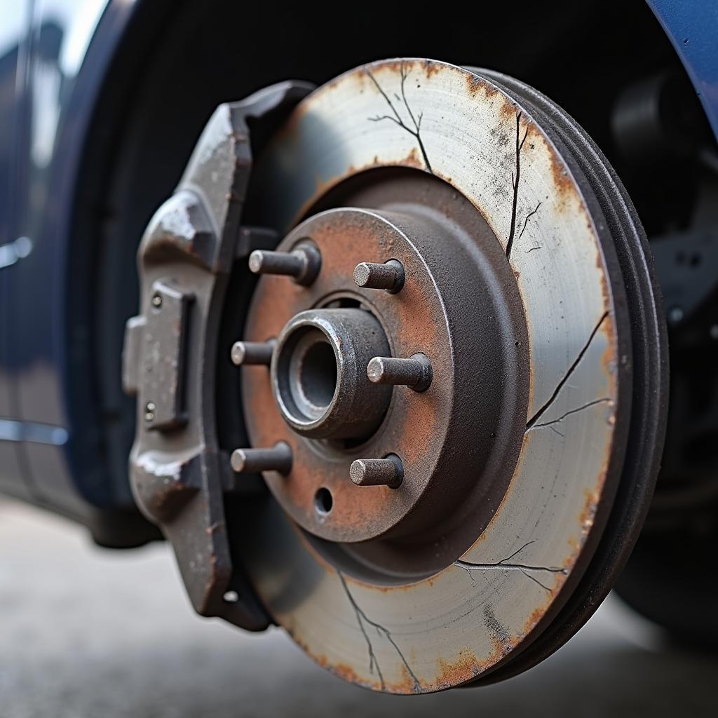 A car with worn brake pads