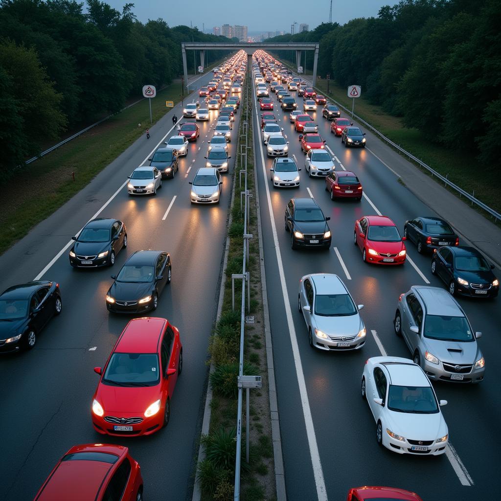  Stop and go traffic jam 