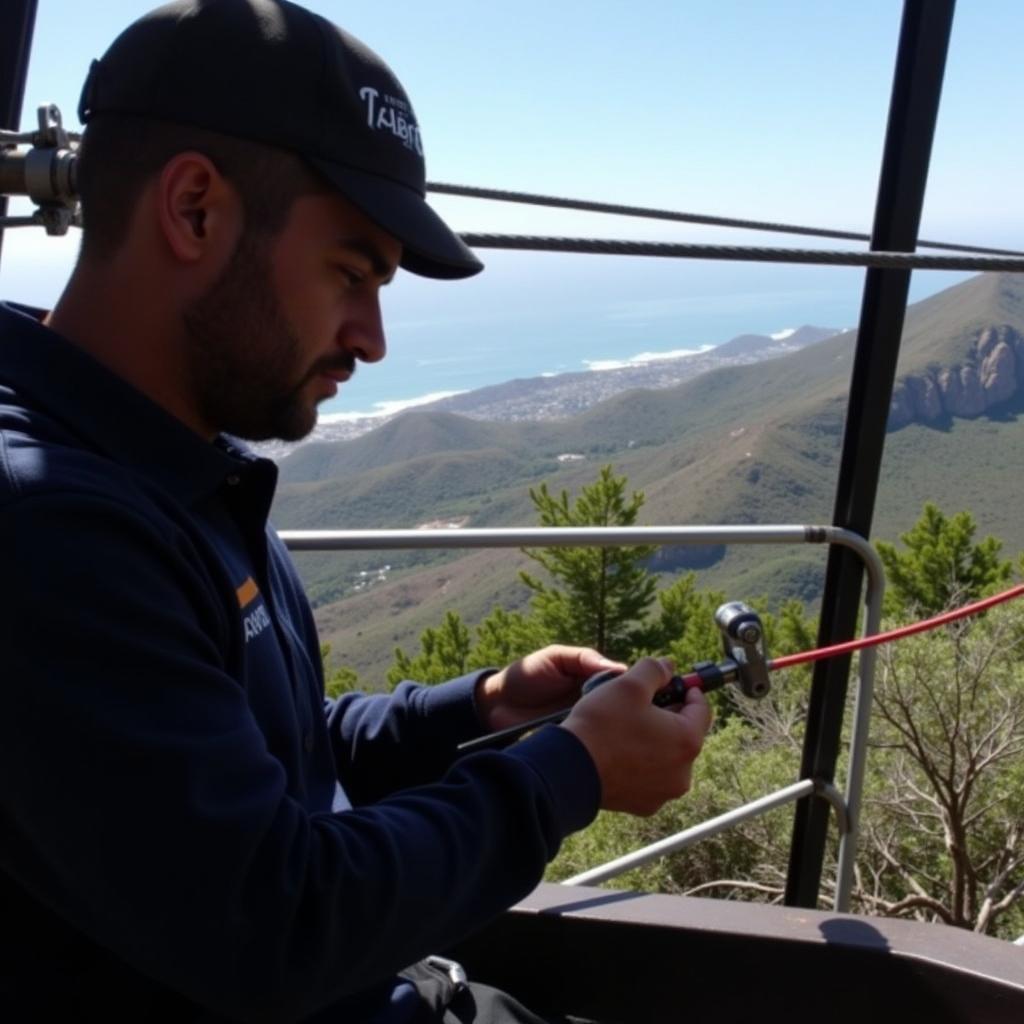 Inspecting the cable car cable