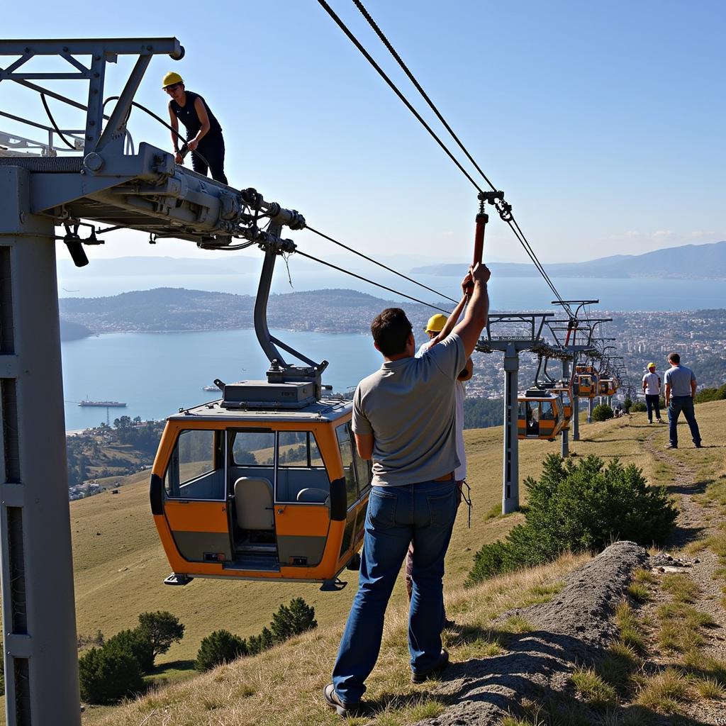 Cable car maintenance crew