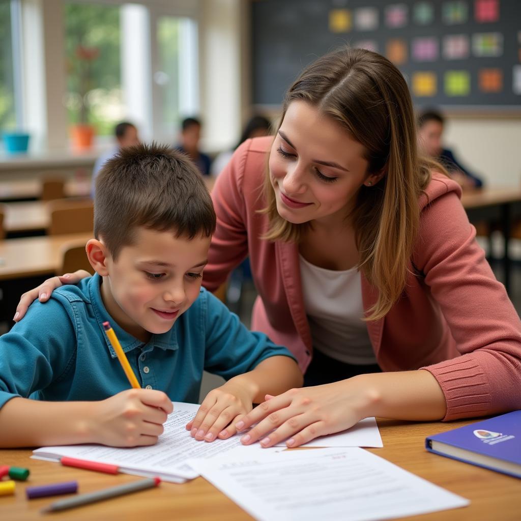 Teacher Assisting Student