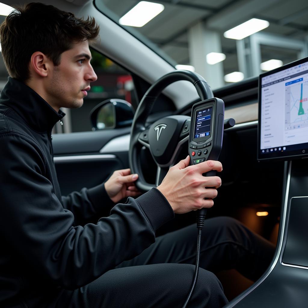 Tesla Diagnostic Tools in Use