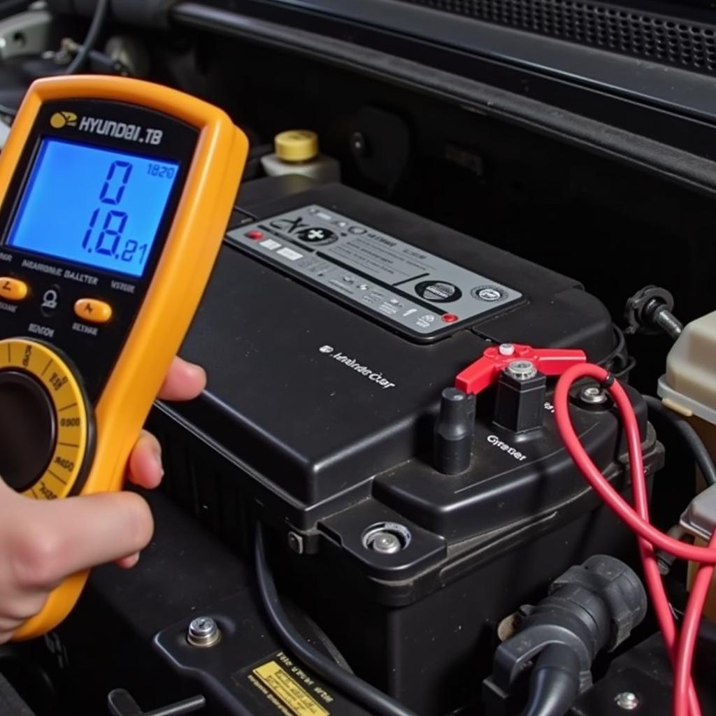 Testing the Car Battery Voltage on a 2016 Hyundai Elantra