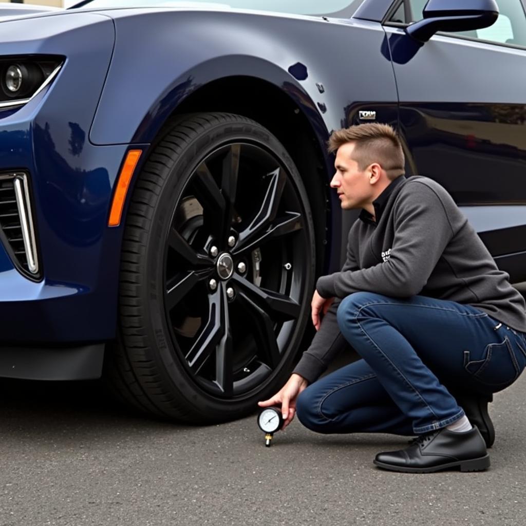 Checking Tire Pressure on a 2019 Bumblebee 