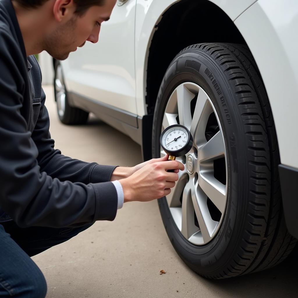 Checking Tire Pressure for a Bumpy Ride