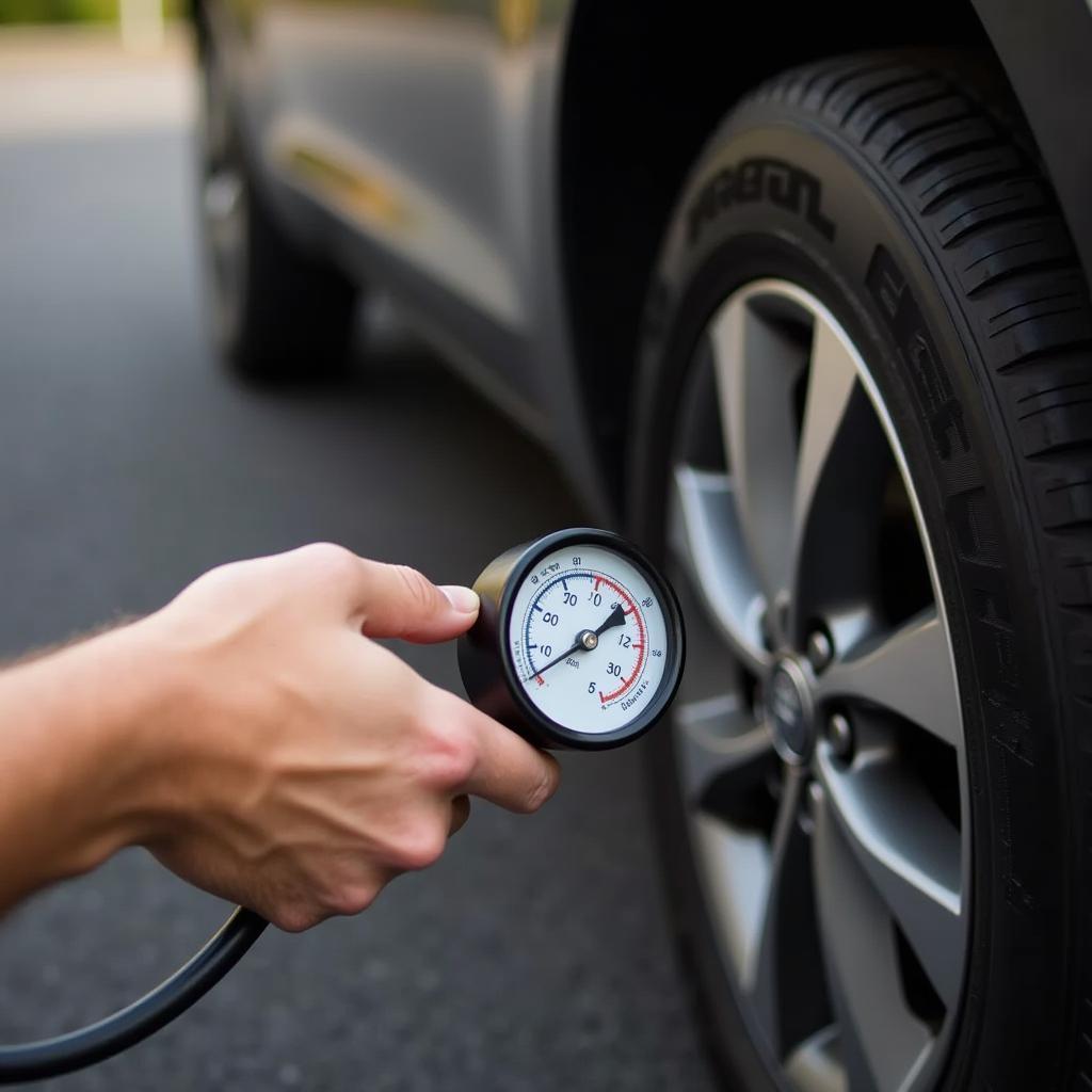 Checking tire pressure