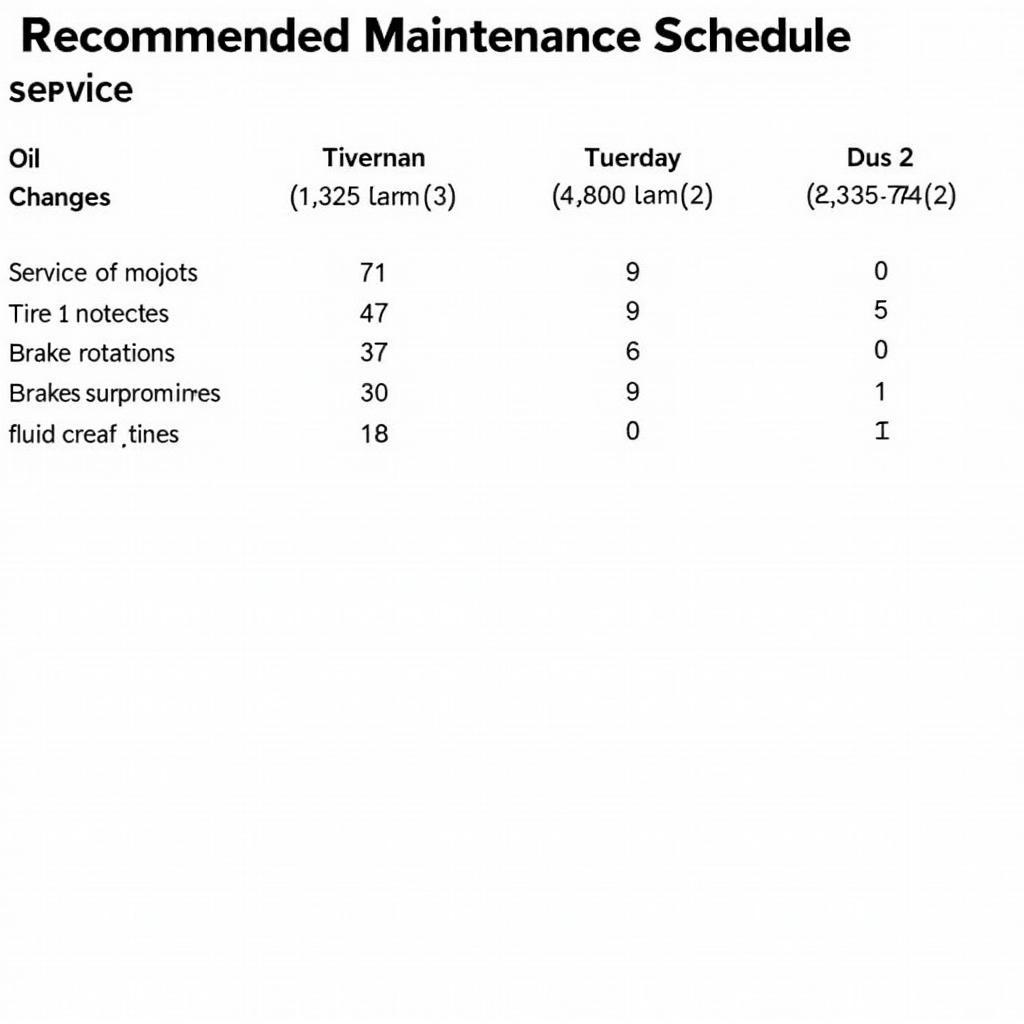 Toyota Maintenance Schedule Chart