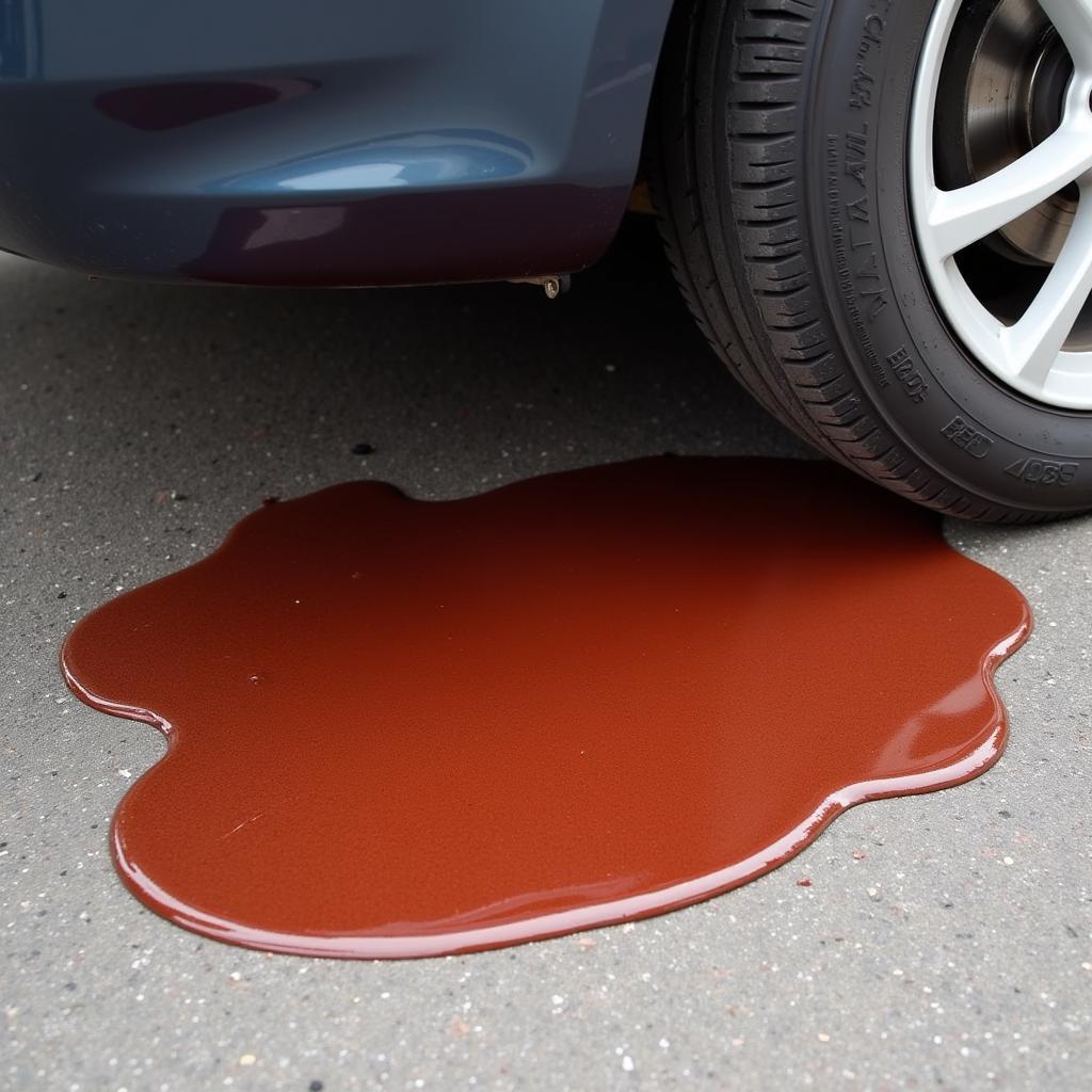 Transmission fluid leak under a car