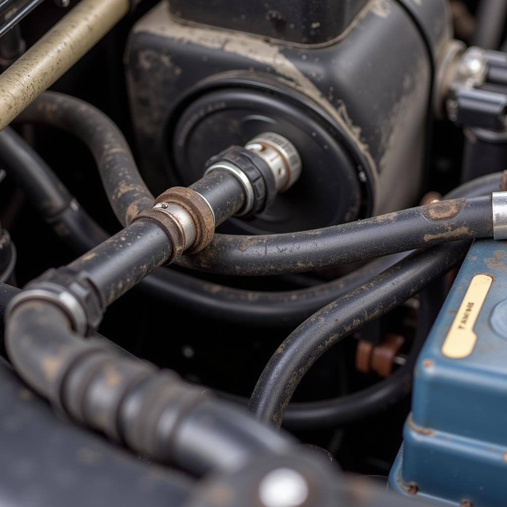 Inspecting vacuum hoses for leaks in a 1997 Lincoln Town Car