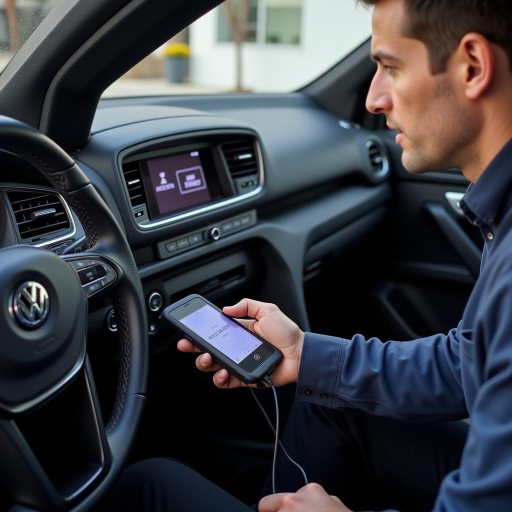 Volkswagen technician updating software