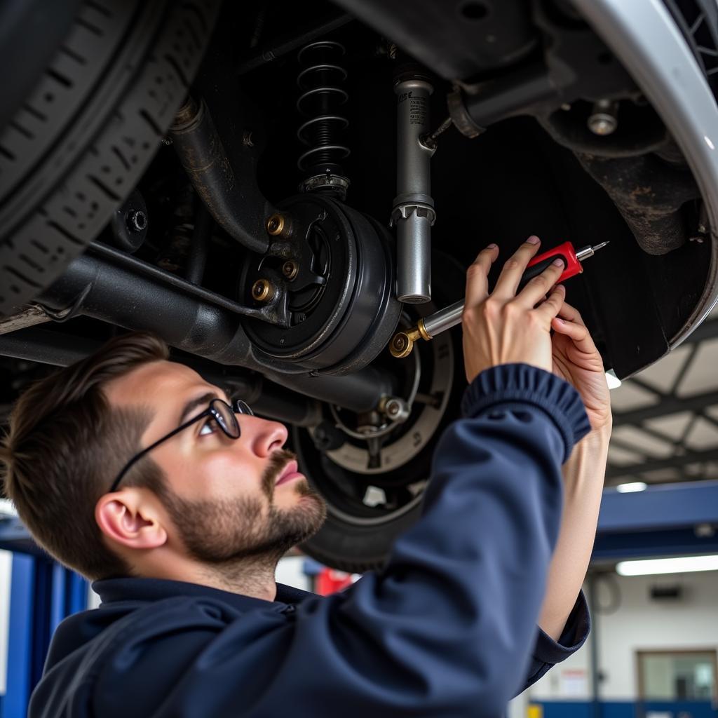 Inspecting a VW Passat's Suspension