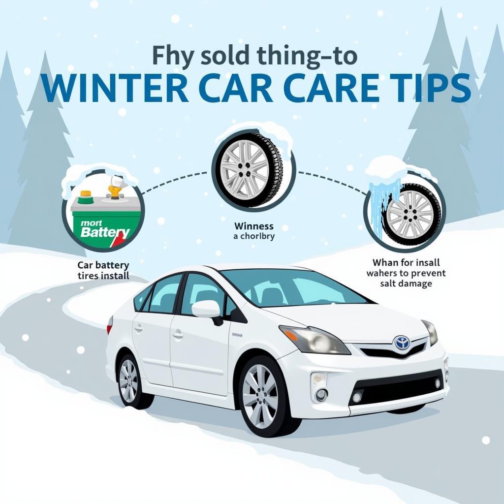 Winter car care tips illustration