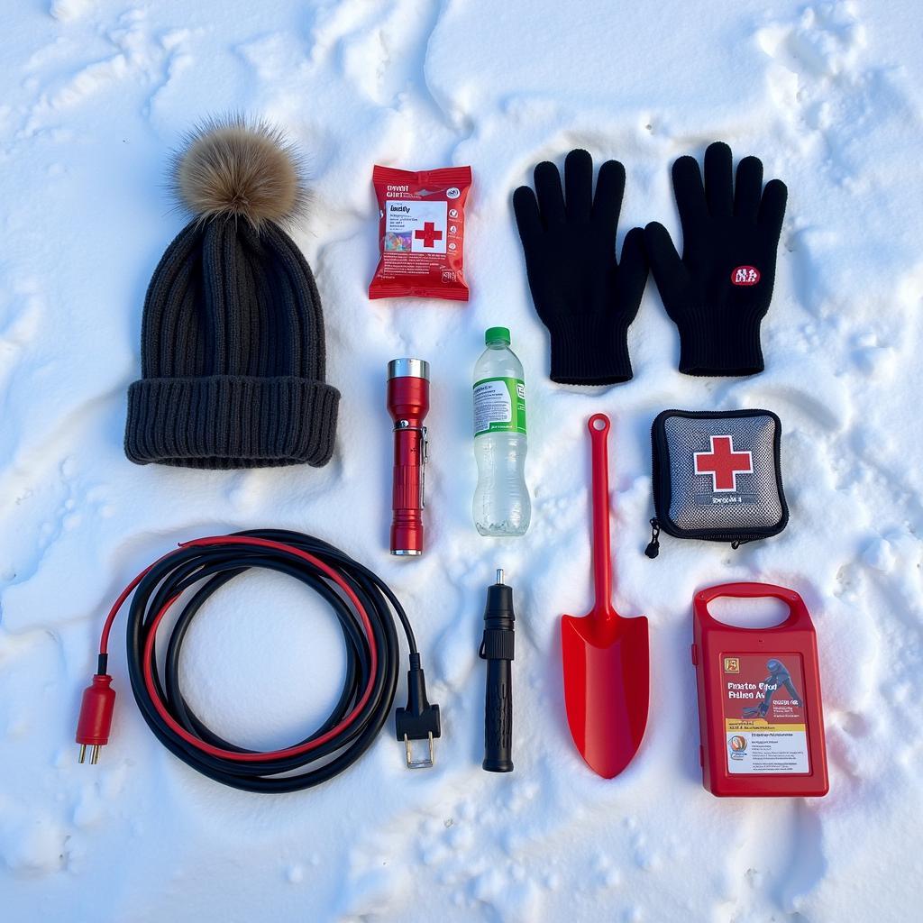 Contents of a car emergency kit for winter