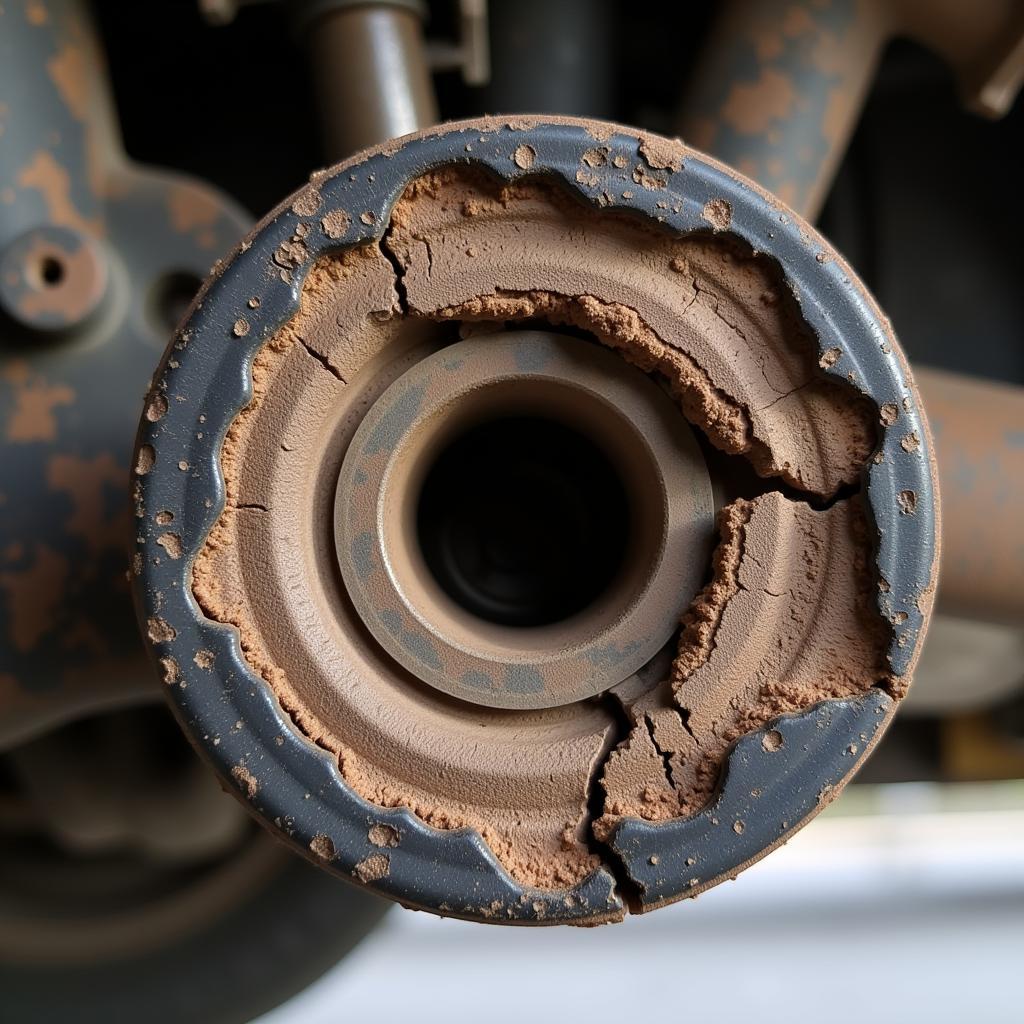 Worn Car Bushing Showing Signs of Cracking and Dry Rot