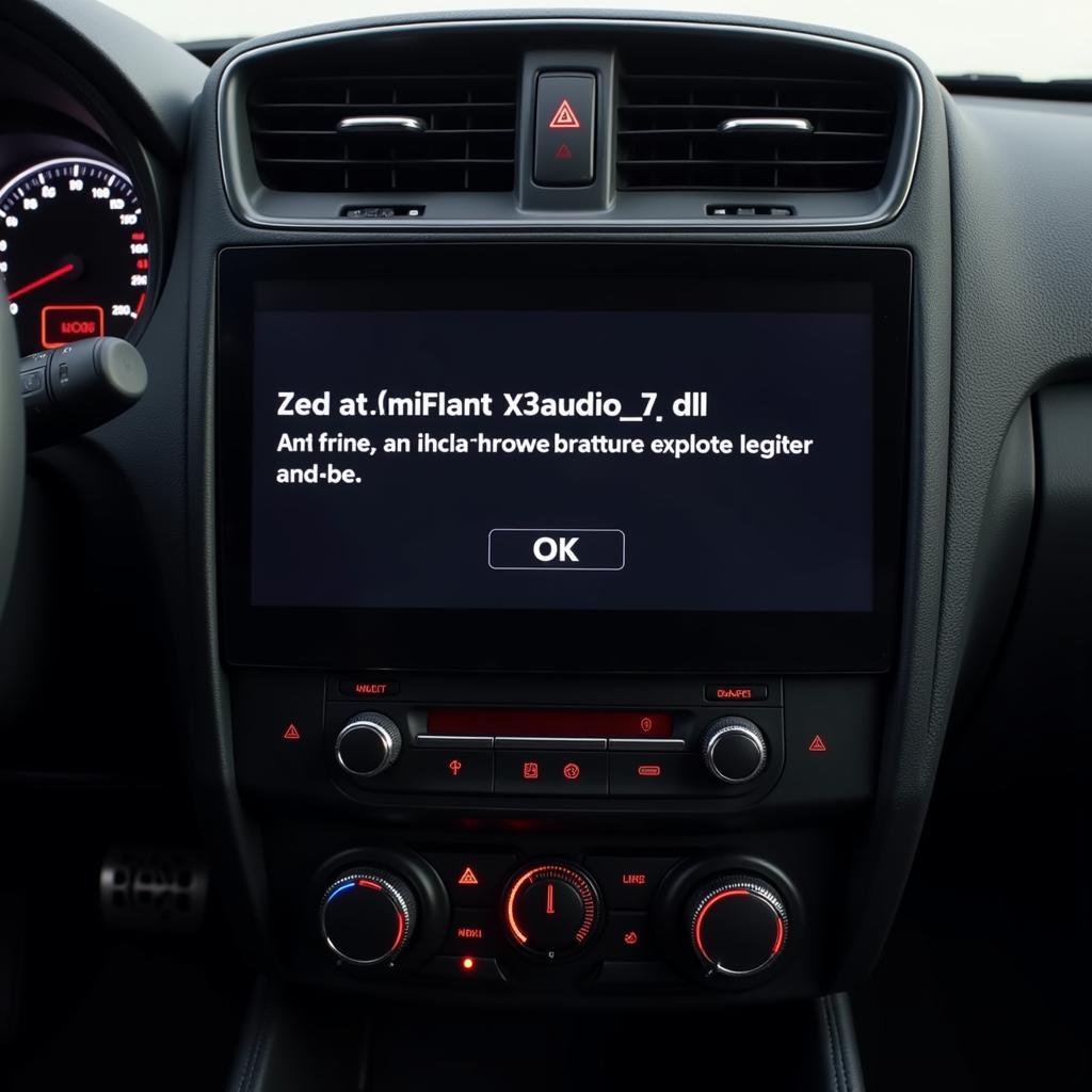 x3daudio1_7.dll error message displayed on a car's infotainment screen.