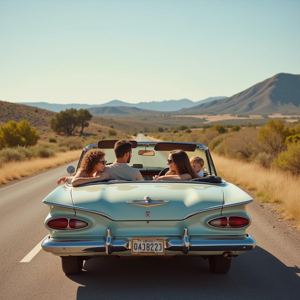 Family Road Trip in a 1961 Car