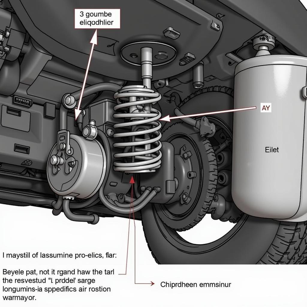 1999 Lincoln Town Car air suspension system components, including air springs and compressor.