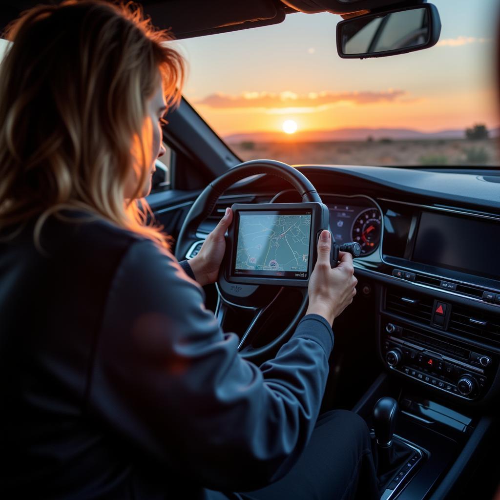 Technician Diagnosing a Telematics Control Unit