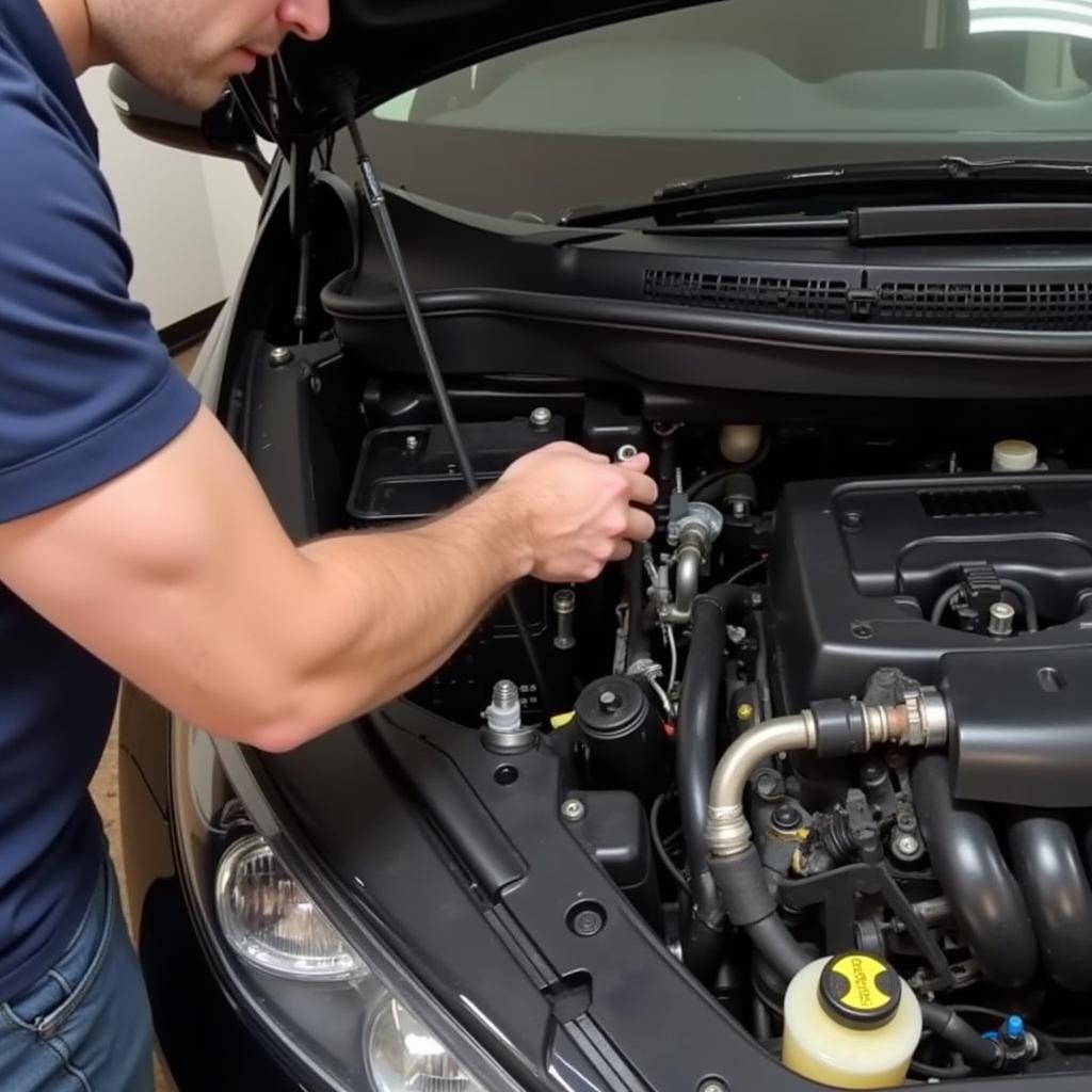 Visual Inspection of Car AC System for Leaks