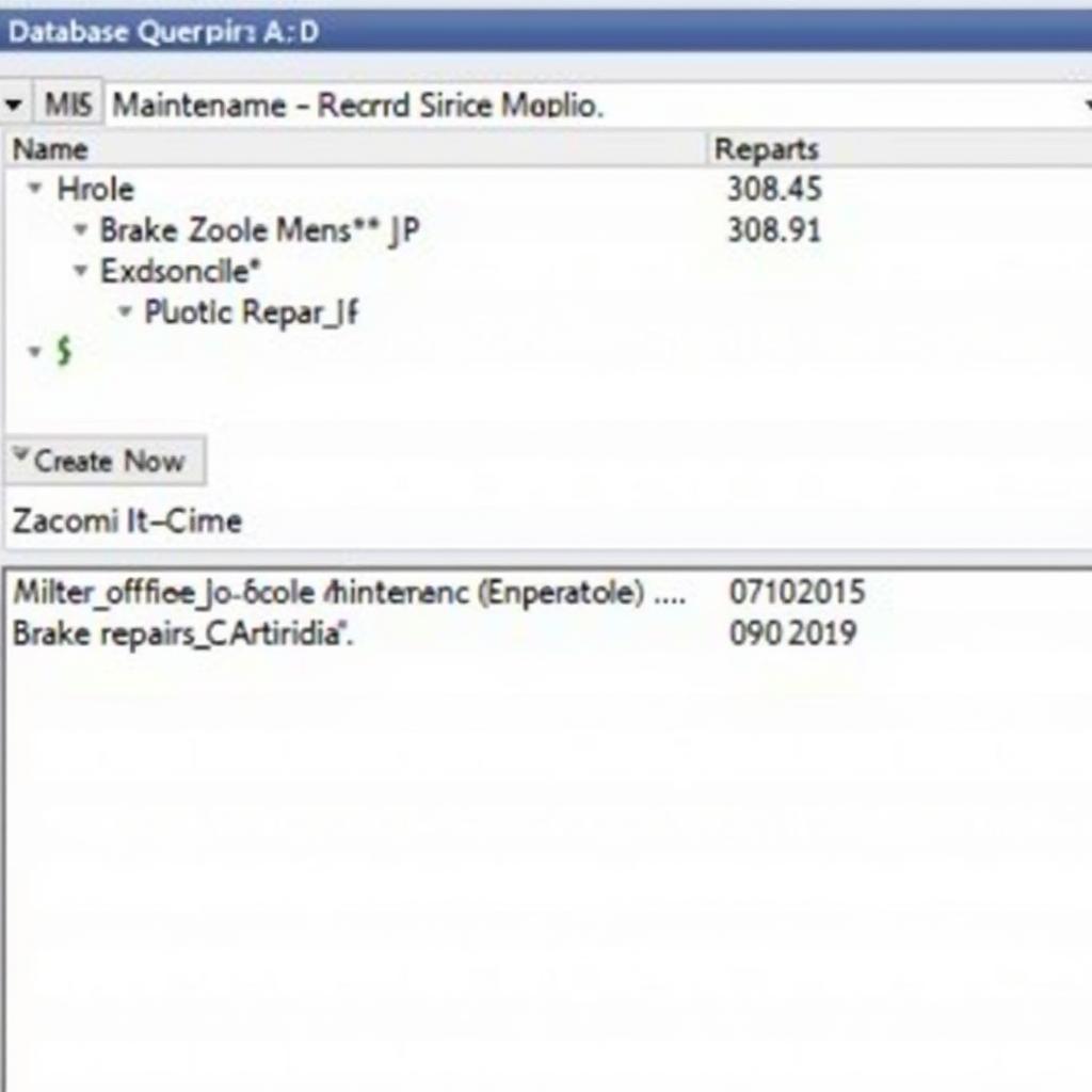 Access Database Car Maintenance Query Example