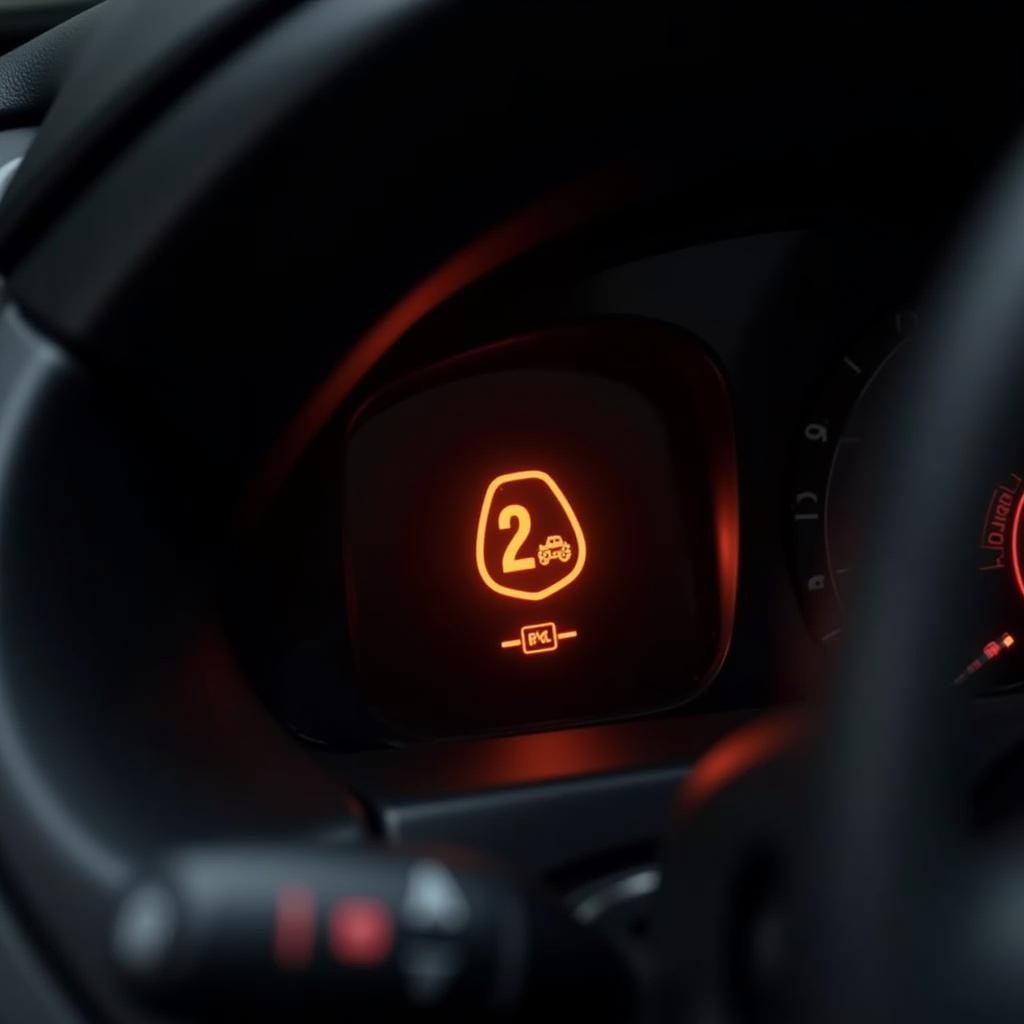 Airbag warning light on car dashboard