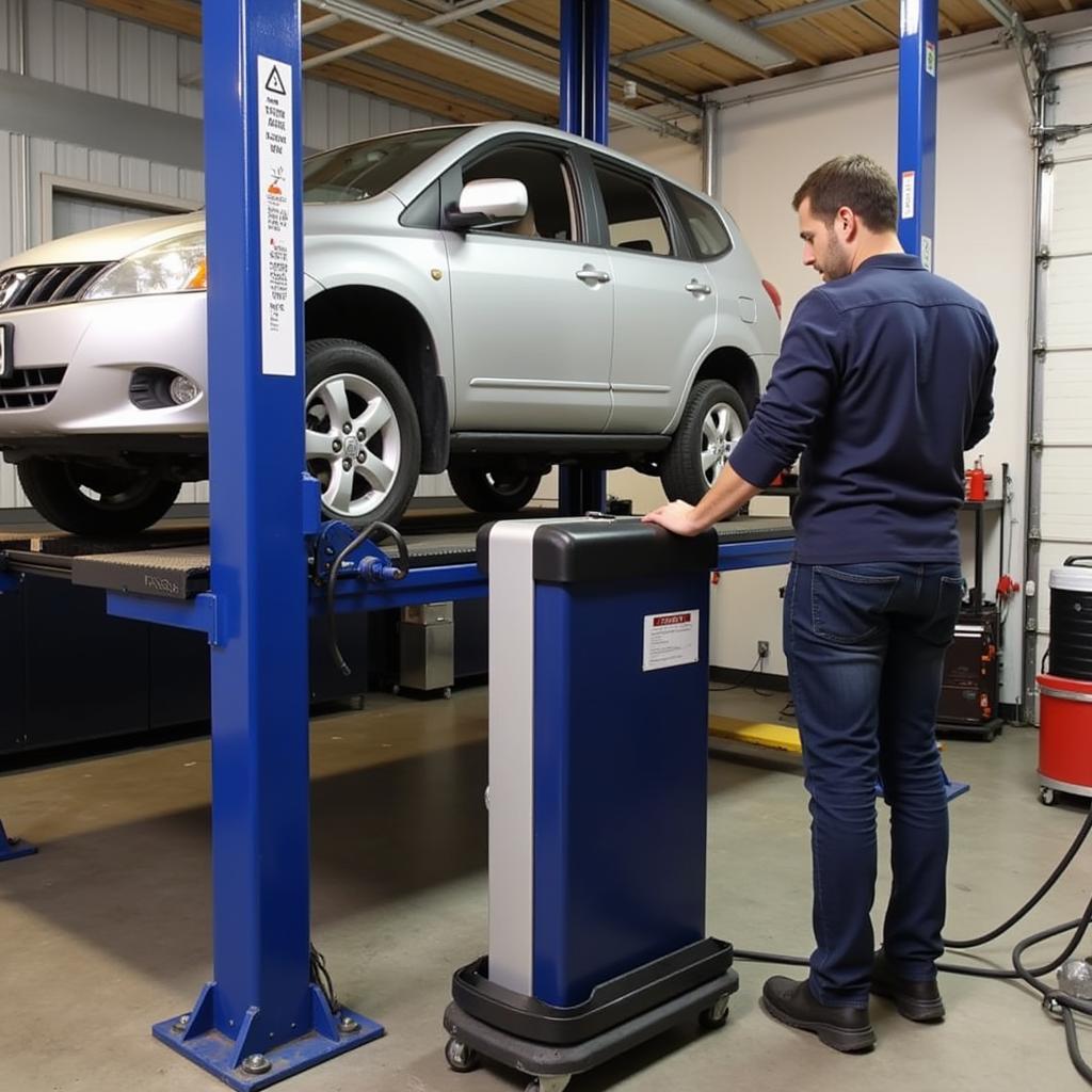 Alignment Machine in Use at Auto Shop