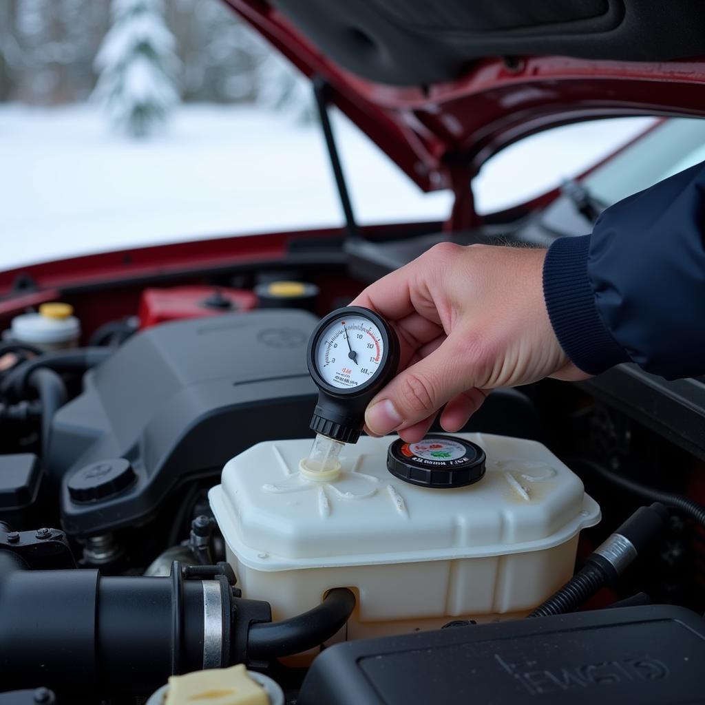 Checking Antifreeze Coolant Level for Winter Car Maintenance