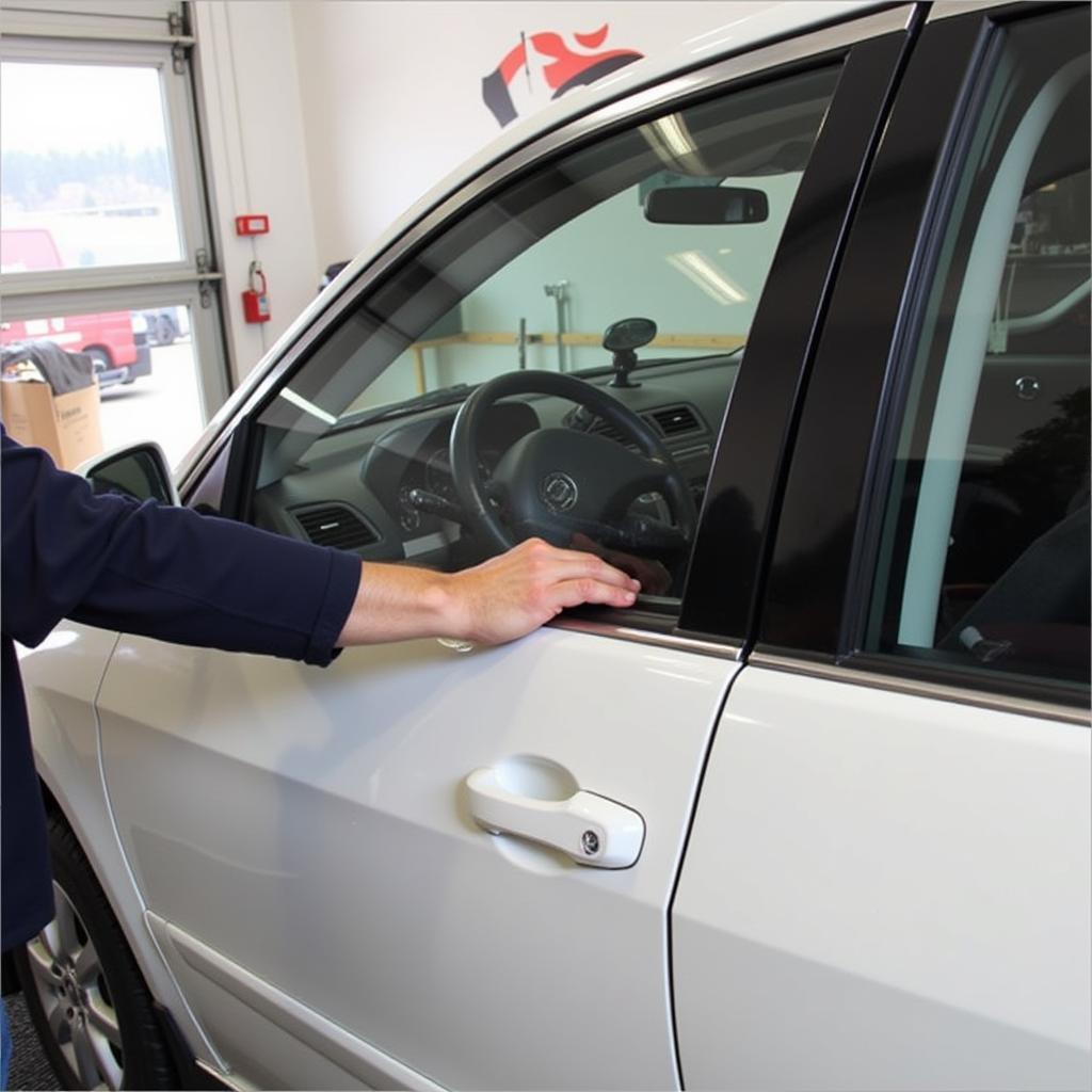 Applying Automotive Sealant to Car Window