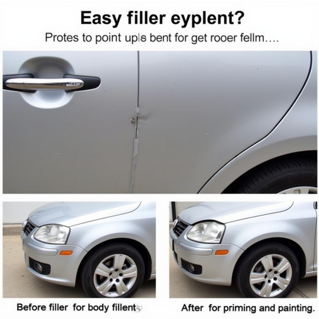 Applying Body Filler to Repair a Deeper Dent in a Car Door