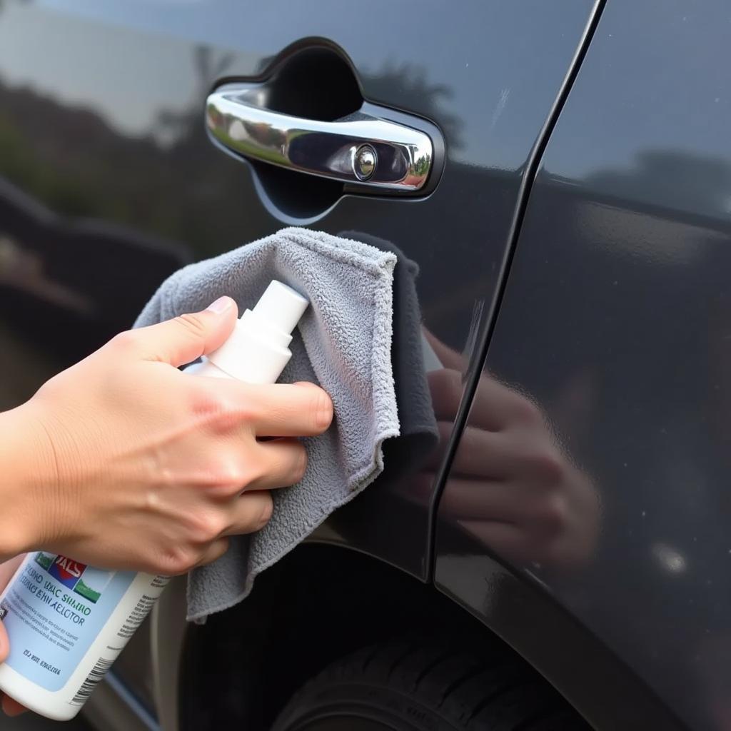 Applying Car Scratch Remover to a Minor Scratch