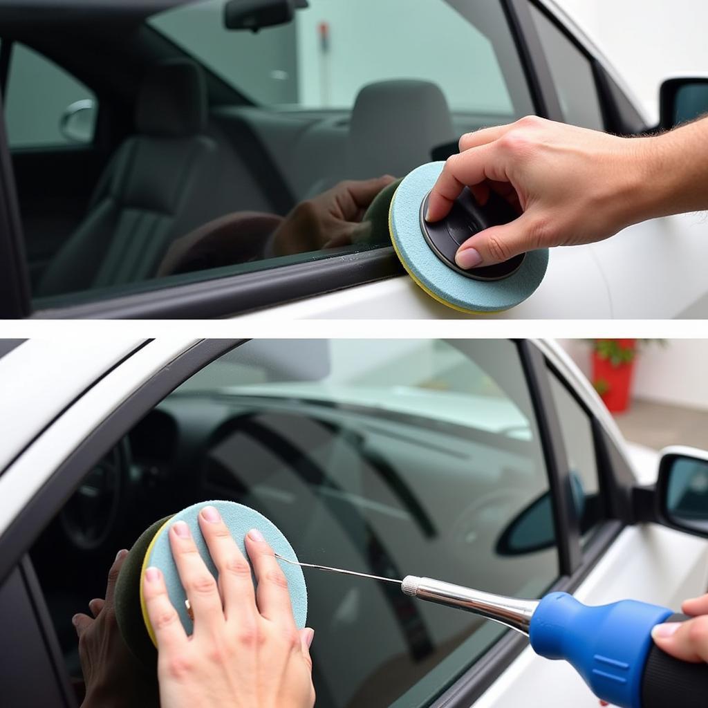 Applying Cerium Oxide Paste to Car Window Scratch