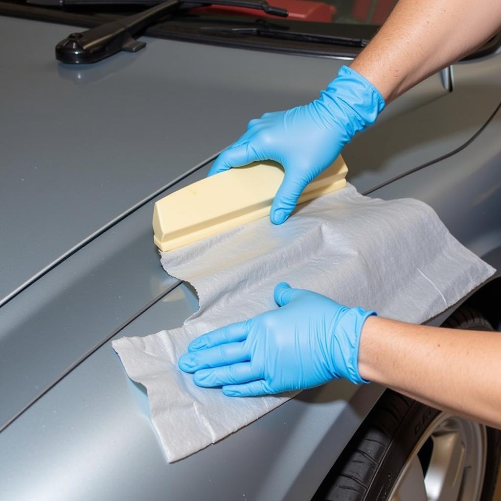 Applying Fiberglass Cloth to Car Rust Repair