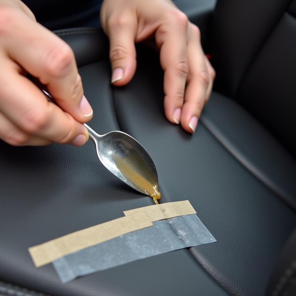 Applying Leather Filler to a Car Seat Scratch