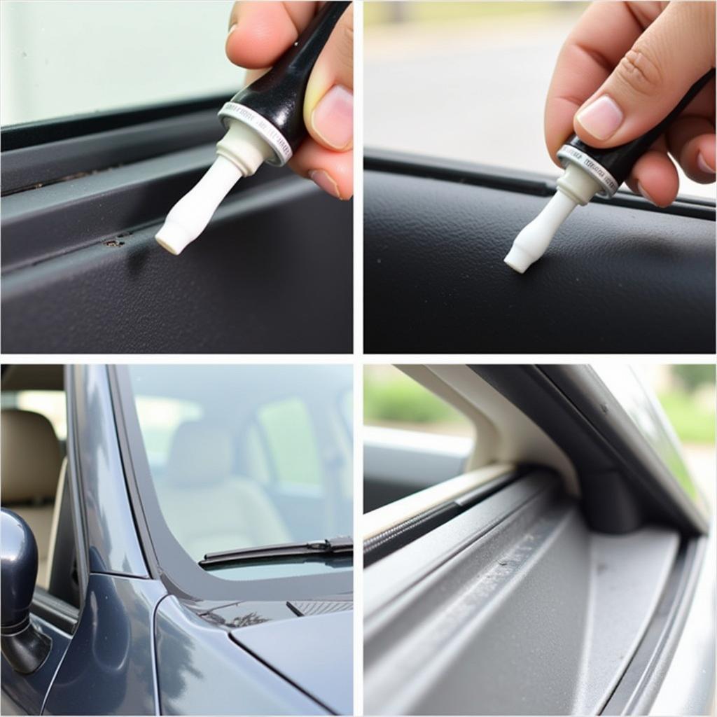 Applying Rubber Protectant on Car Window Seal