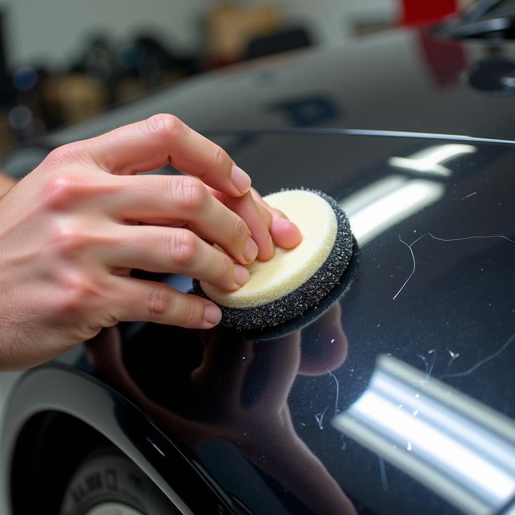 Applying Rubbing Compound to Car Clear Coat