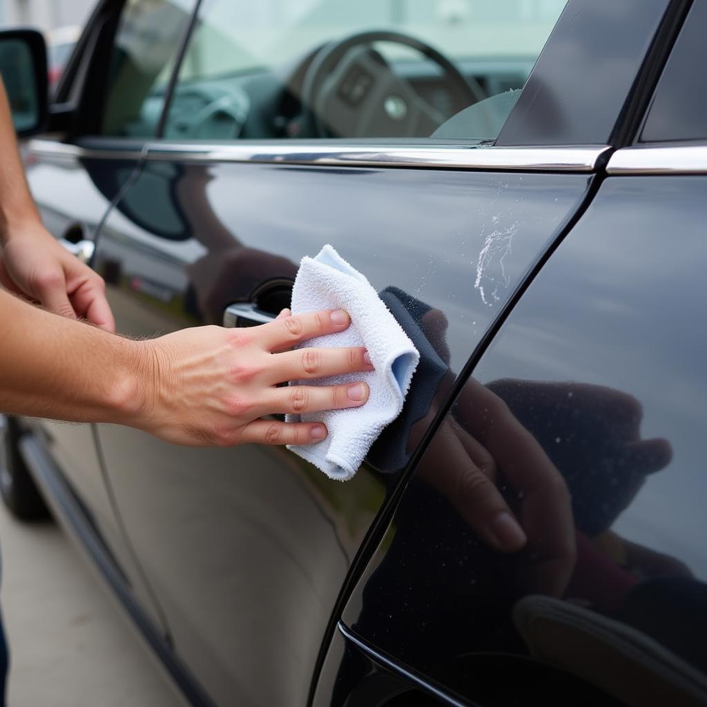 Applying Rubbing Compound to a Car Scratch