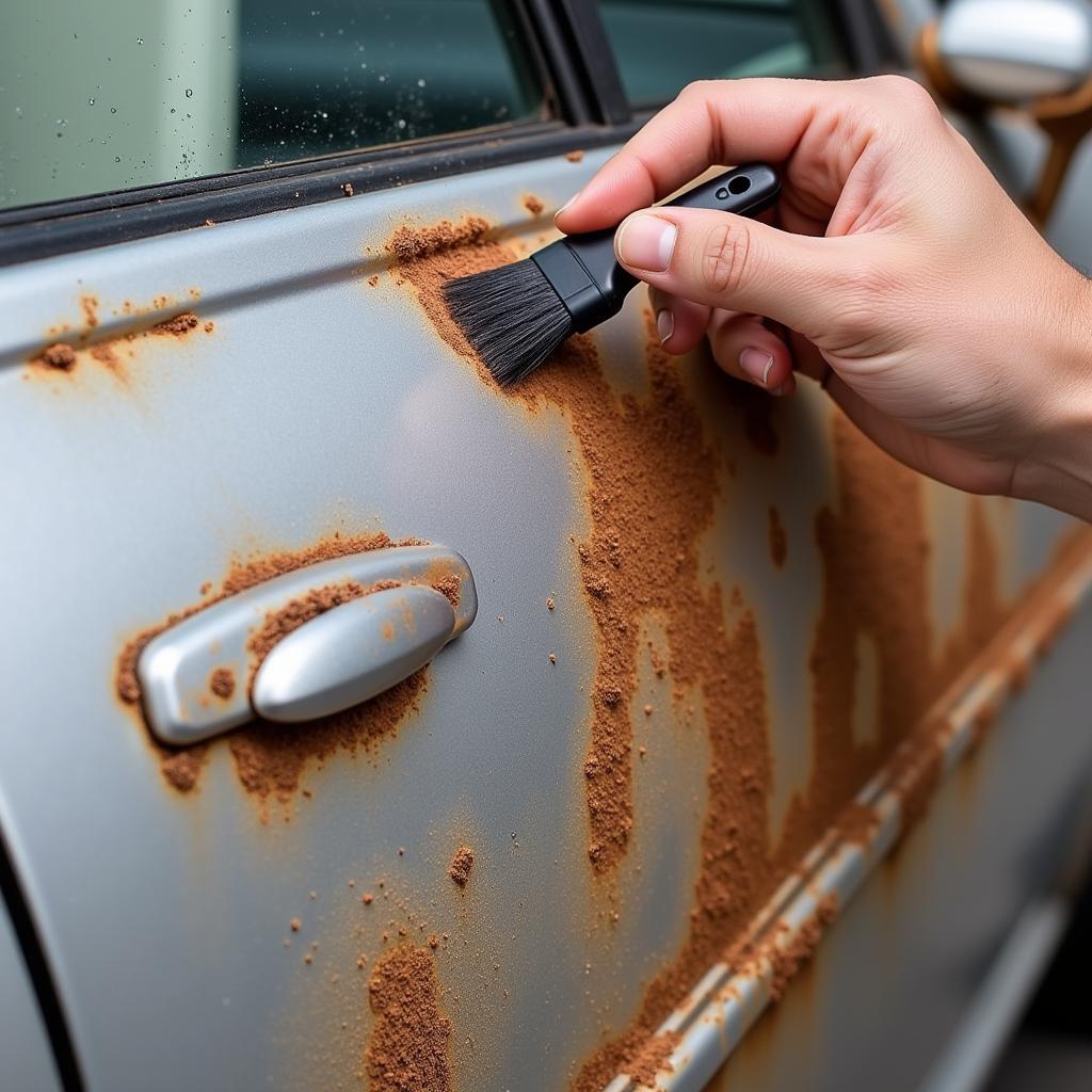 Applying Rust Converter to Car Panel