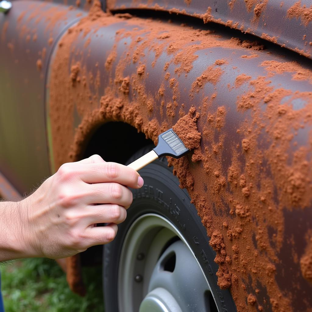 Applying Rust Converter to Car Panel