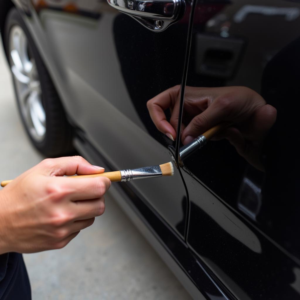 Applying Touch-Up Paint to a Black Car