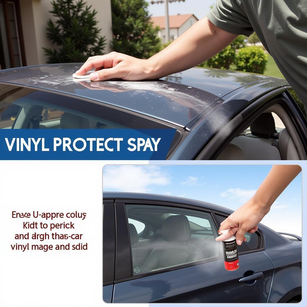 Applying Vinyl Protectant to Car Top for UV Protection