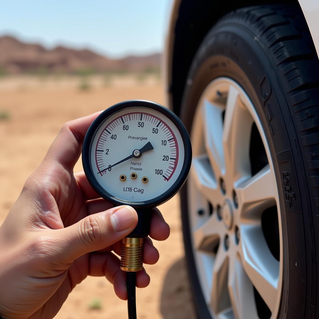 Checking Tire Pressure in Arizona Heat