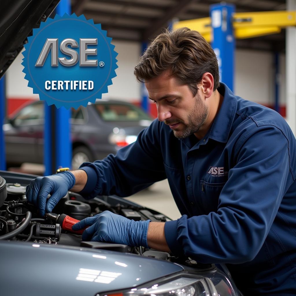 ASE Certified Technician Repairing Car AC