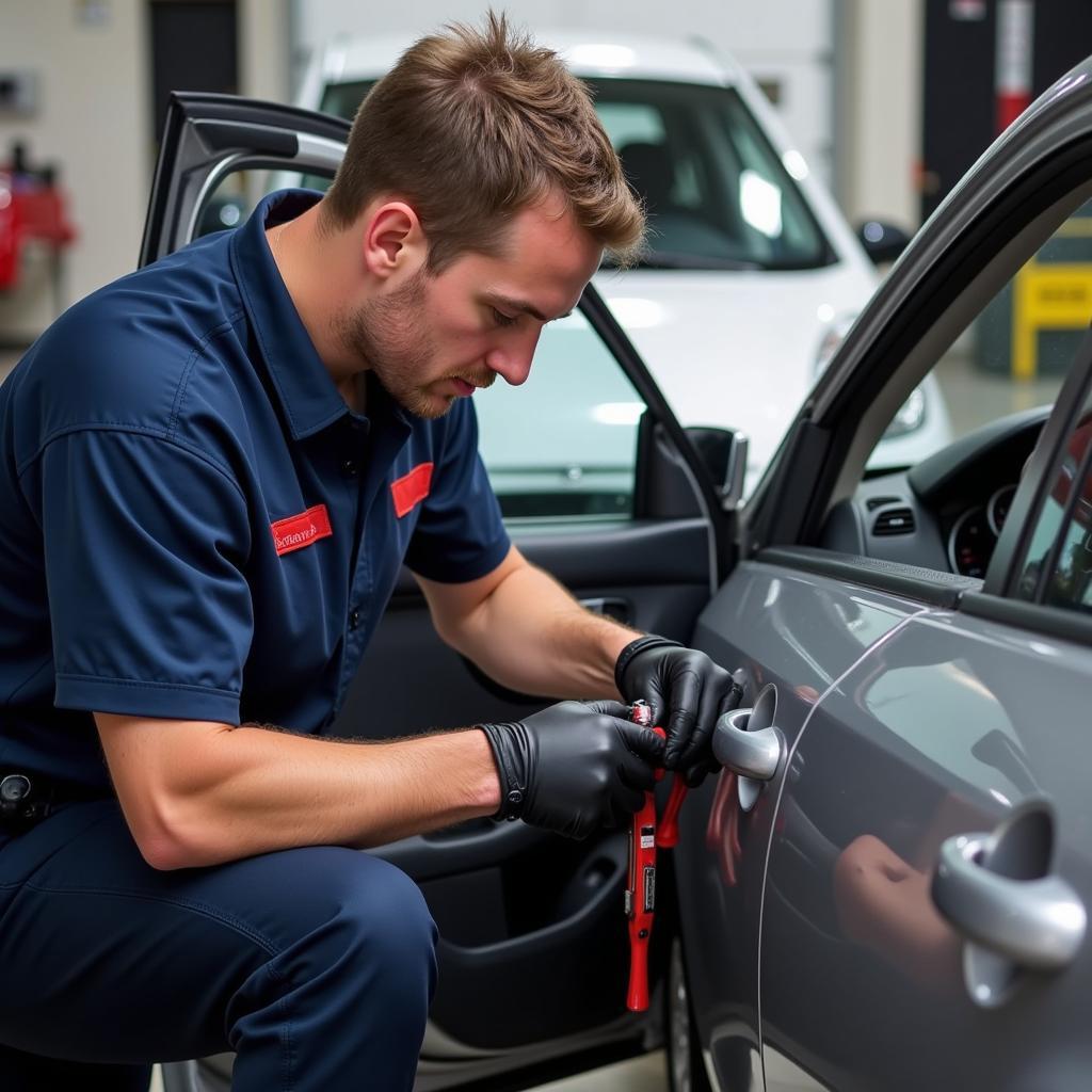 Auto Locksmith Repairing Car Door Handle