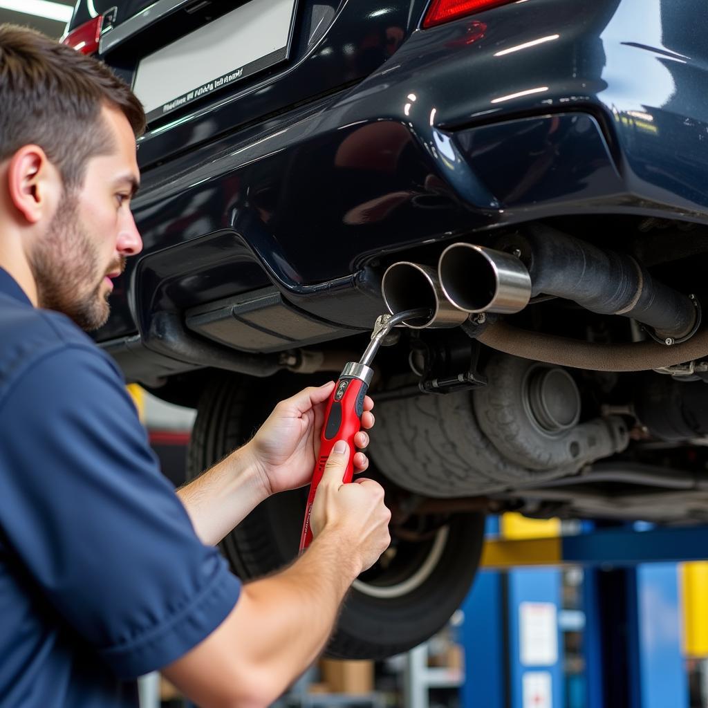 Automotive Technician Repairing a Car AC System