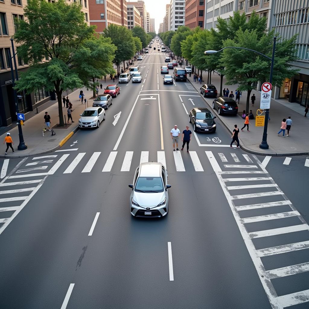 Autonomous Car Navigating Busy Intersection with Pedestrians